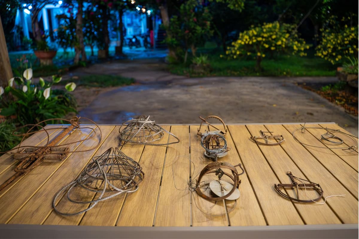 Rangers introduce some of the wire snares often found in the forest of Cat Tien in Katien Safari’s 4D3N Patrol with Rangers tour